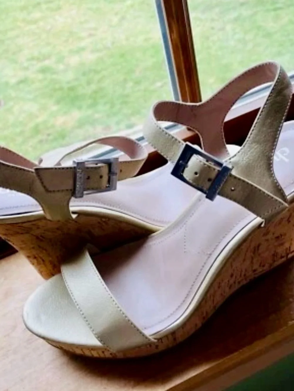 Charles by Charles David Women’s Gold Wedge Sandals with Ankle Strap